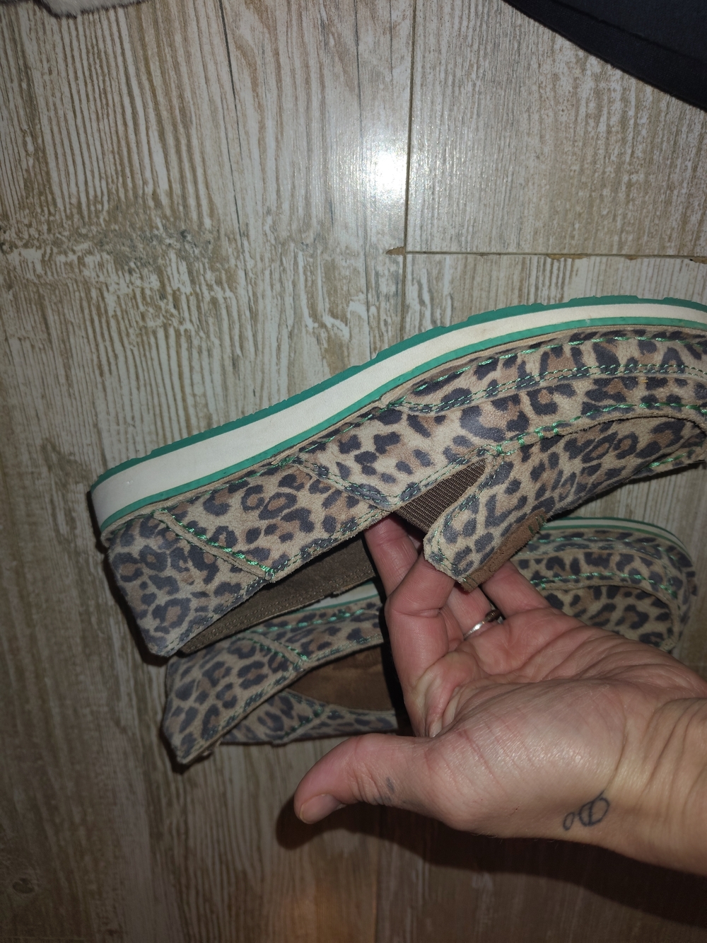 Ariat Leopard Print Slip-On Sneakers with Teal Accent